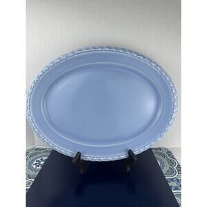 Early California Vernon Kilns Deep Blue oval serving Platter VTG 14”
